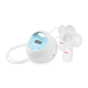 Spectra S1 Plus breast pump with bottles connected zoomed in