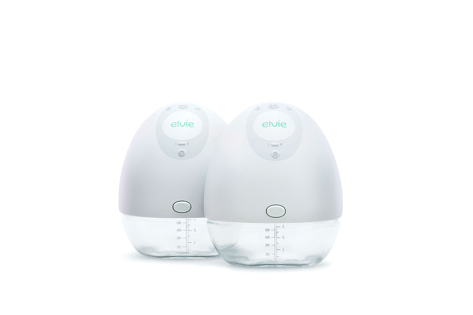 elvie double electric breast pump fornt view white color hero